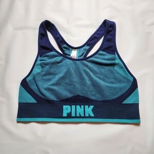 Victoria Secret PINK Unlined Women Sports Bra Medium Blue Racerback Pullover